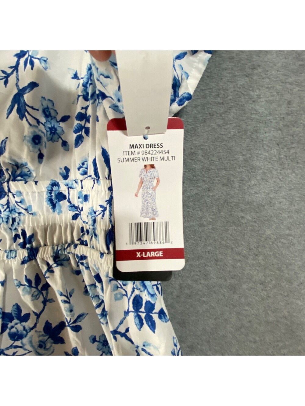 French Connection Women's Summer White and Blue Floral Dress Size XL - Picture 3 of 6